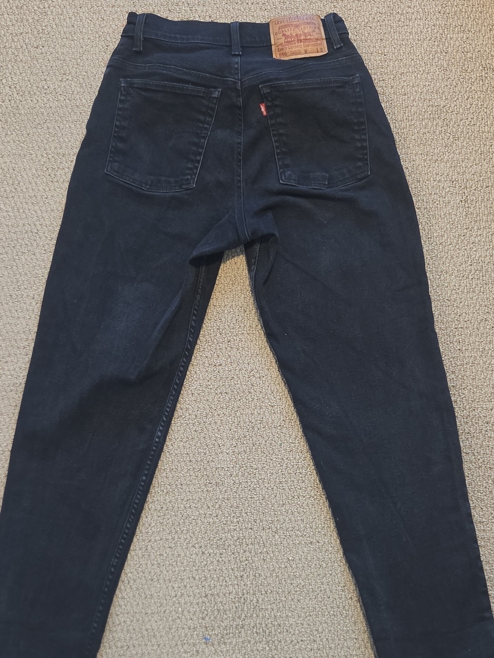 Vintage Levi's 550 Women's Relaxed Tapered Black Jeans Single Stitch W26 L27 Fit